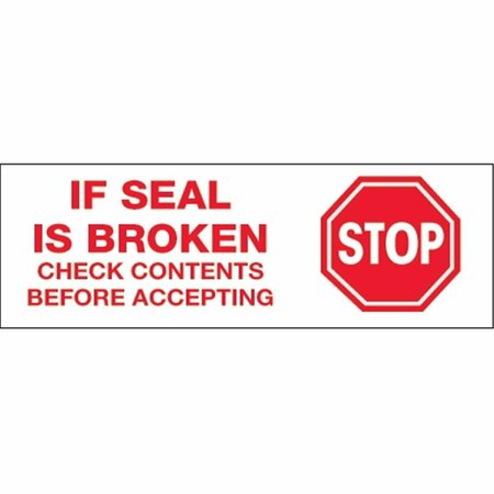 PERFECTPITCH 3 in. x 110 yards - Stop If Seal is Broken Pre-Printed Carton Sealing Tape - Red & White, 24PK PE3347739